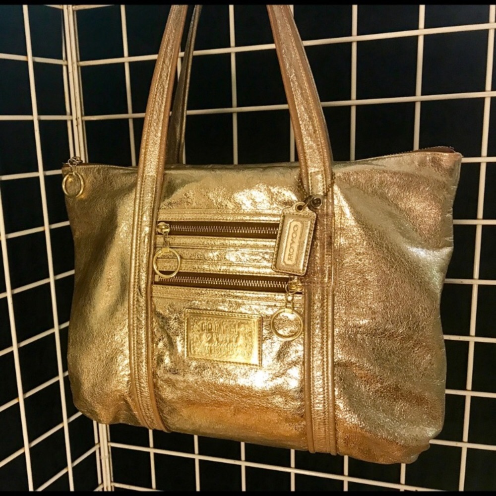 Authentic Coach Purse Metallic Gold